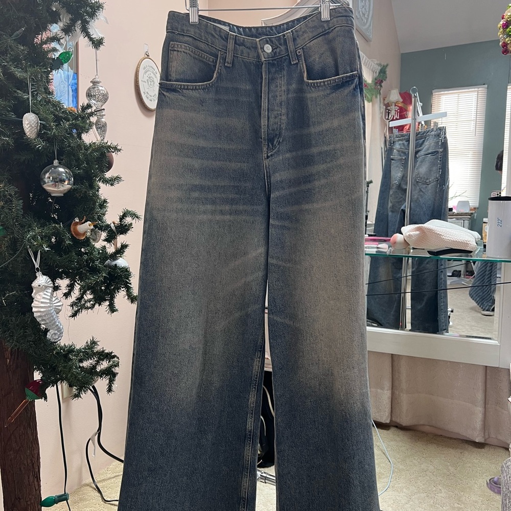 Zara Wide-Leg Washed Black Men's Jeans